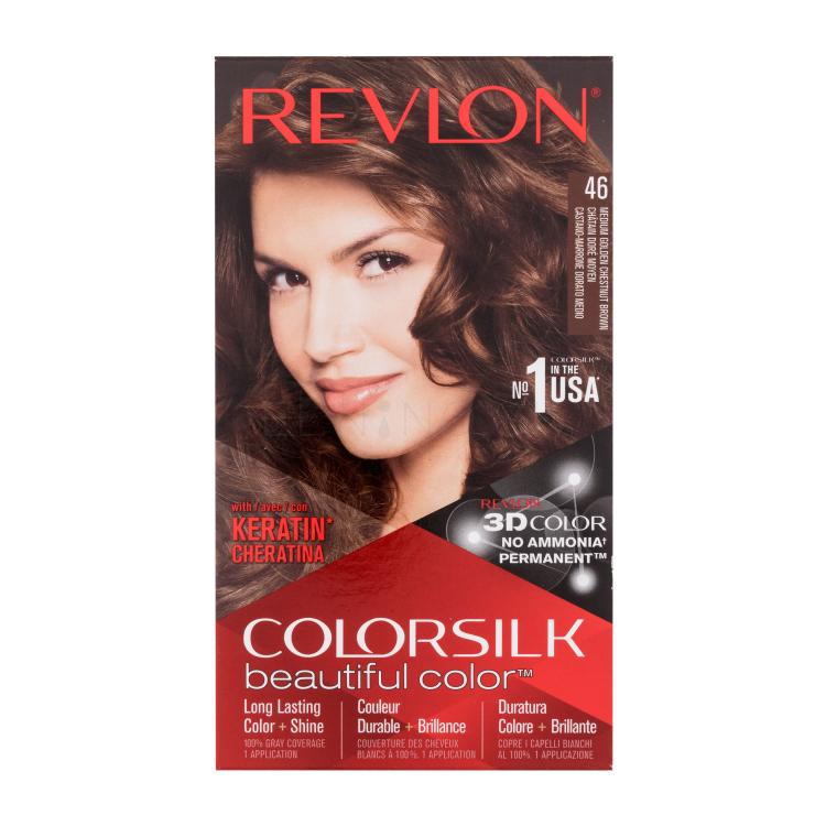 Revlon Colorsilk Beautiful Color Farba na vlasy pre ženy Odtieň 46 Medium Golden Chestnut Brown Set