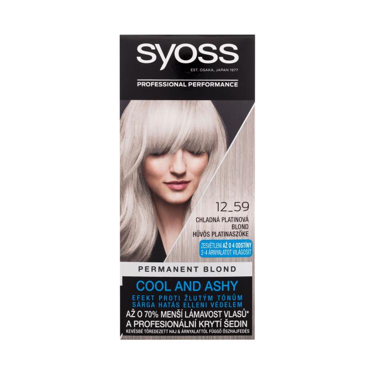 Syoss Permanent Coloration Permanent Blond Farba na vlasy pre ženy 50 ml Odtieň 12-59 Cool Platinum Blond