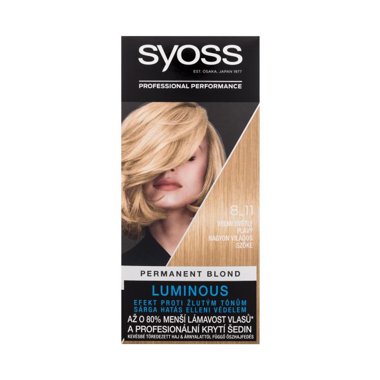 Syoss Permanent Coloration Permanent Blond Farba na vlasy pre ženy 50 ml Odtieň 8-11 Very Light Blond
