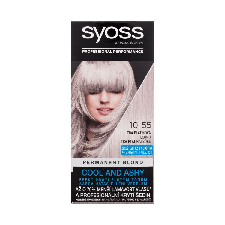 Syoss Permanent Coloration Permanent Blond Farba na vlasy pre ženy 50 ml Odtieň 10-55 Ultra Platinum Blond
