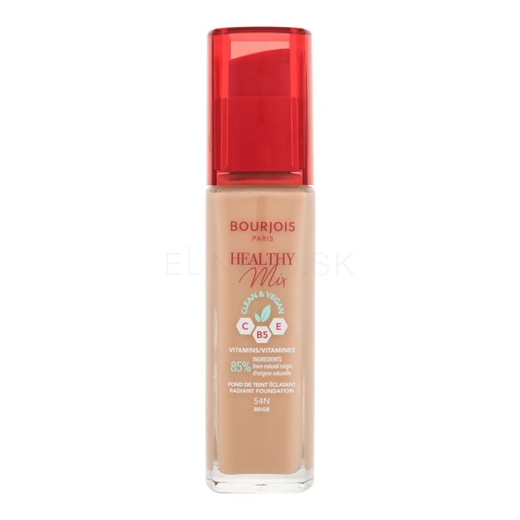 BOURJOIS Paris Healthy Mix Clean &amp; Vegan Radiant Foundation Make-up pre ženy 30 ml Odtieň 54N Beige