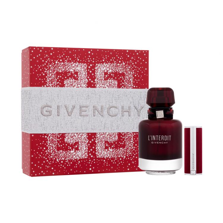 Givenchy L&#039;Interdit Rouge Darčeková kazeta parfumovaná voda 50 ml + rúž Le Rouge Deep Velvet 1,5 g 37 Rouge Grainé