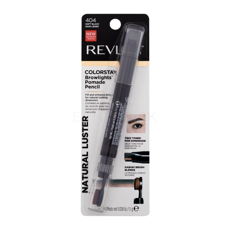 Revlon Colorstay Browlights Pomade Pencil Ceruzka na obočie pre ženy 1,1 g Odtieň 404 Soft Black