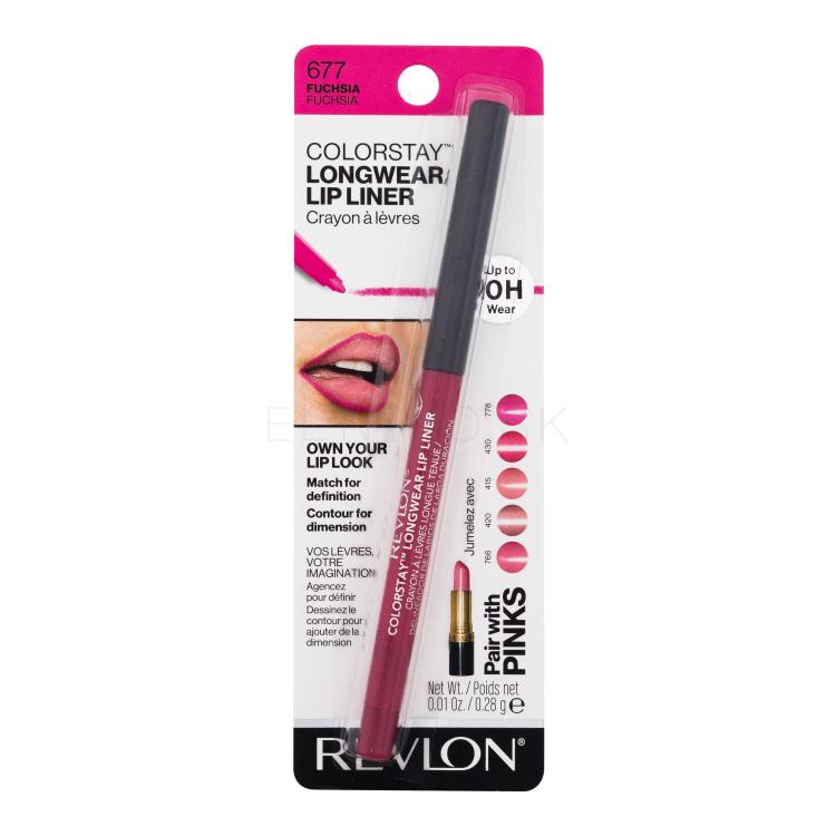 Revlon Colorstay Longwear Lip Liner Ceruzka na pery pre ženy 0,28 g Odtieň 677 Fuchsia