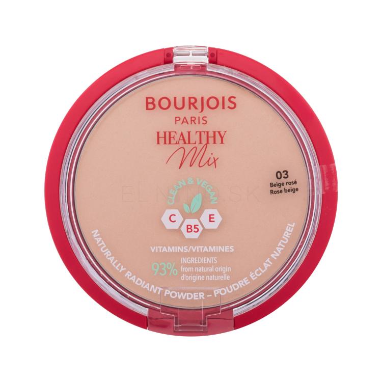 BOURJOIS Paris Healthy Mix Clean &amp; Vegan Naturally Radiant Powder Púder pre ženy 10 g Odtieň 03 Rose Beige