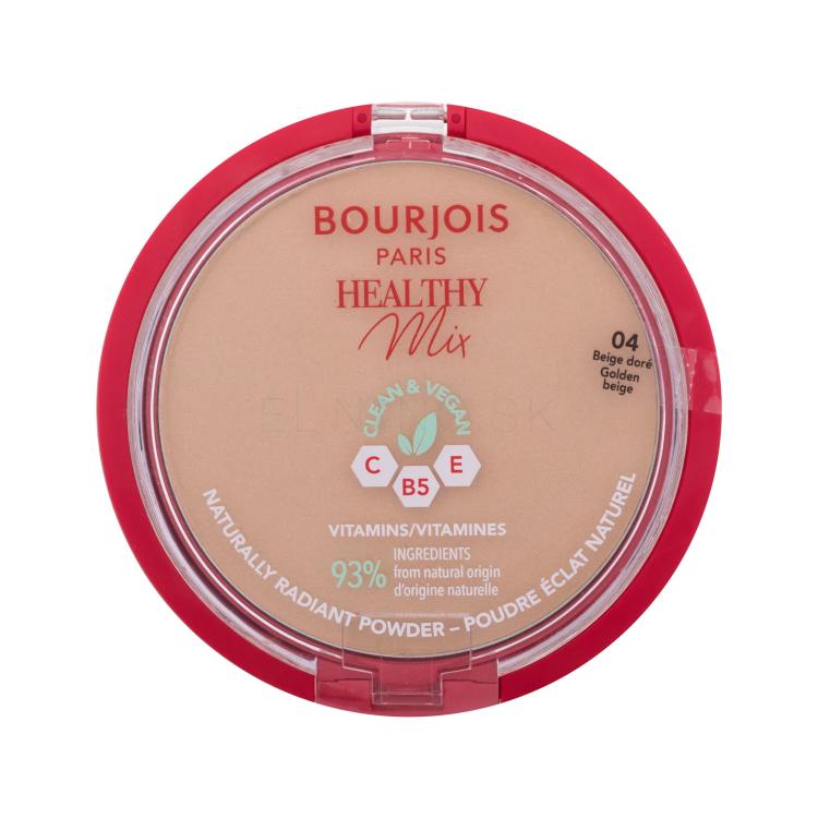 BOURJOIS Paris Healthy Mix Clean &amp; Vegan Naturally Radiant Powder Púder pre ženy 10 g Odtieň 04 Golden Beige