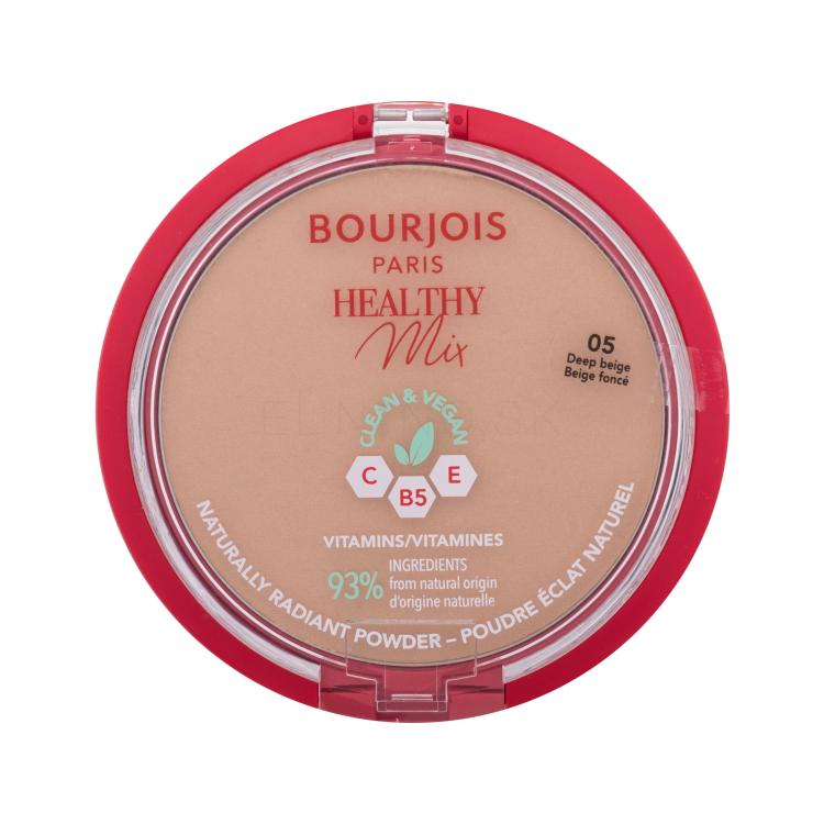 BOURJOIS Paris Healthy Mix Clean &amp; Vegan Naturally Radiant Powder Púder pre ženy 10 g Odtieň 05 Deep Beige