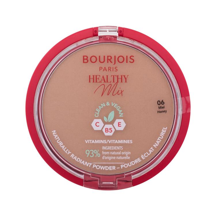 BOURJOIS Paris Healthy Mix Clean &amp; Vegan Naturally Radiant Powder Púder pre ženy 10 g Odtieň 06 Honey