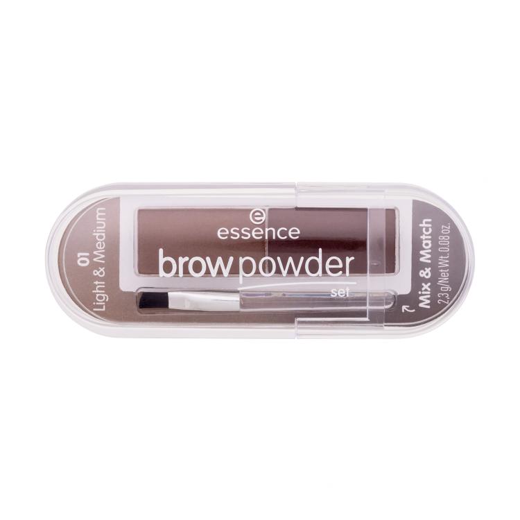 Essence Brow Powder Set Púder na obočie pre ženy 2,3 g Odtieň 01 Light &amp; Medium