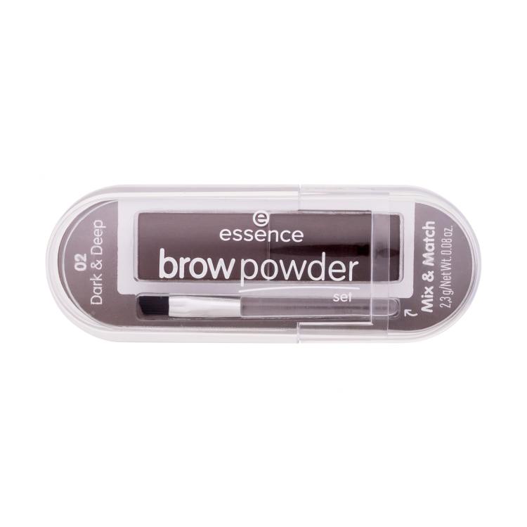 Essence Brow Powder Set Púder na obočie pre ženy 2,3 g Odtieň 02 Dark &amp; Deep