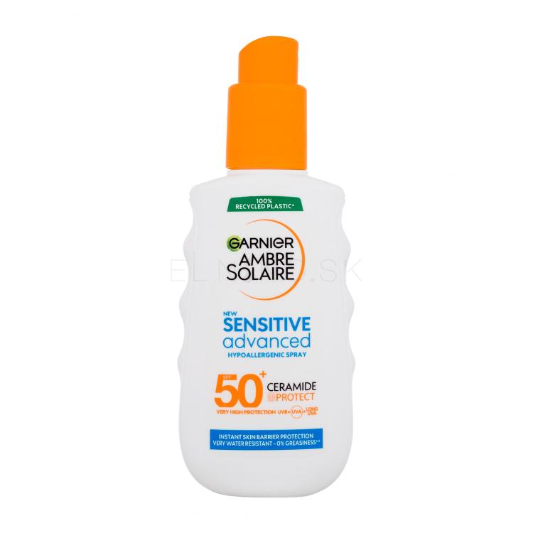 Garnier Ambre Solaire Sensitive Advanced Hypoallergenic Spray SPF50+ Opaľovací prípravok na telo 150 ml