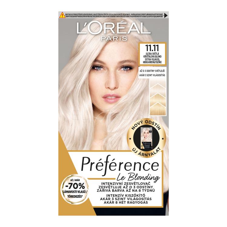 L&#039;Oréal Paris Préférence Le Blonding Farba na vlasy pre ženy 1 ks Odtieň 11.11 Ultra Light Cold Crystal Blonde