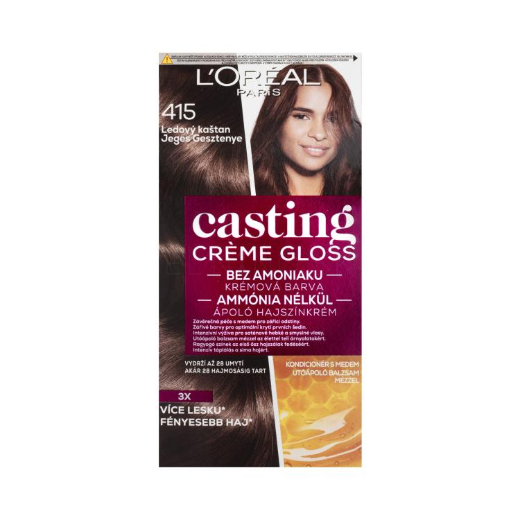 L&#039;Oréal Paris Casting Creme Gloss Farba na vlasy pre ženy 48 ml Odtieň 415 Iced Chestnut