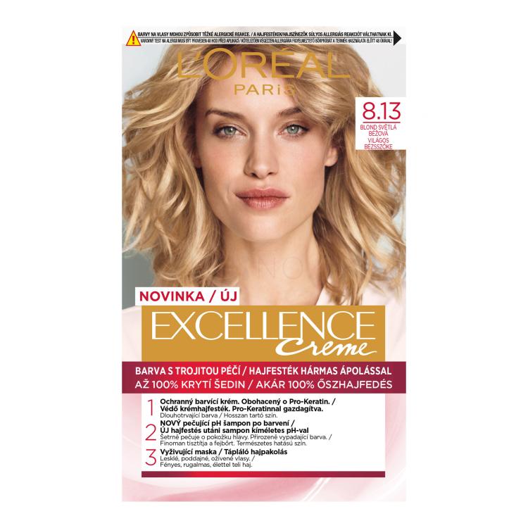 L&#039;Oréal Paris Excellence Creme Triple Protection Farba na vlasy pre ženy 1 ks Odtieň 8,13 Blond Light Beige
