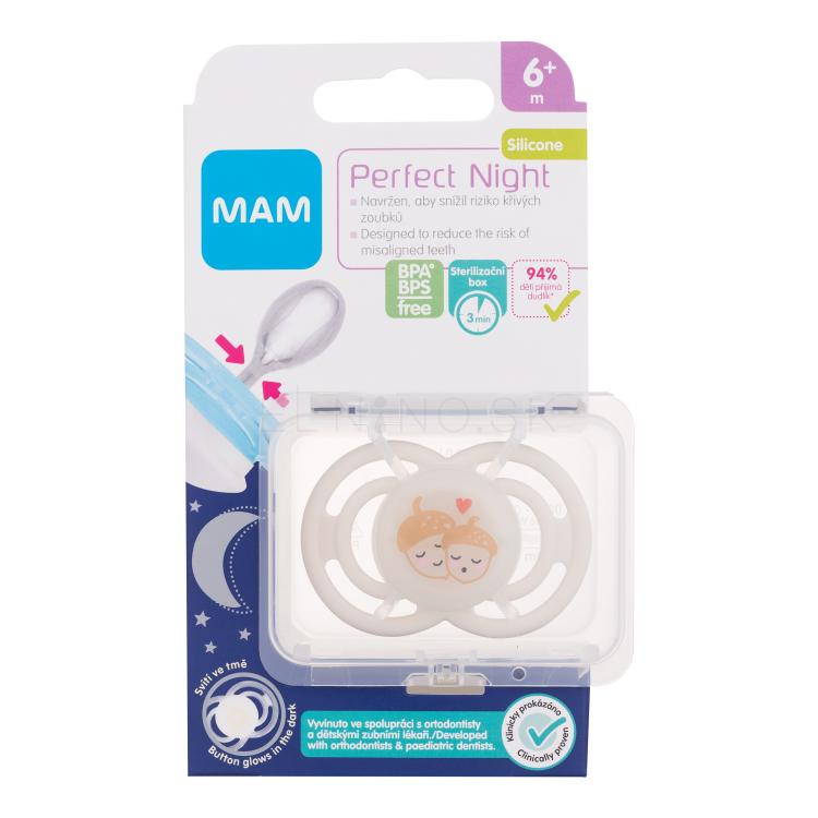 MAM Perfect Night Silicone Pacifier 6m+ Acorns Cumlík pre deti 1 ks