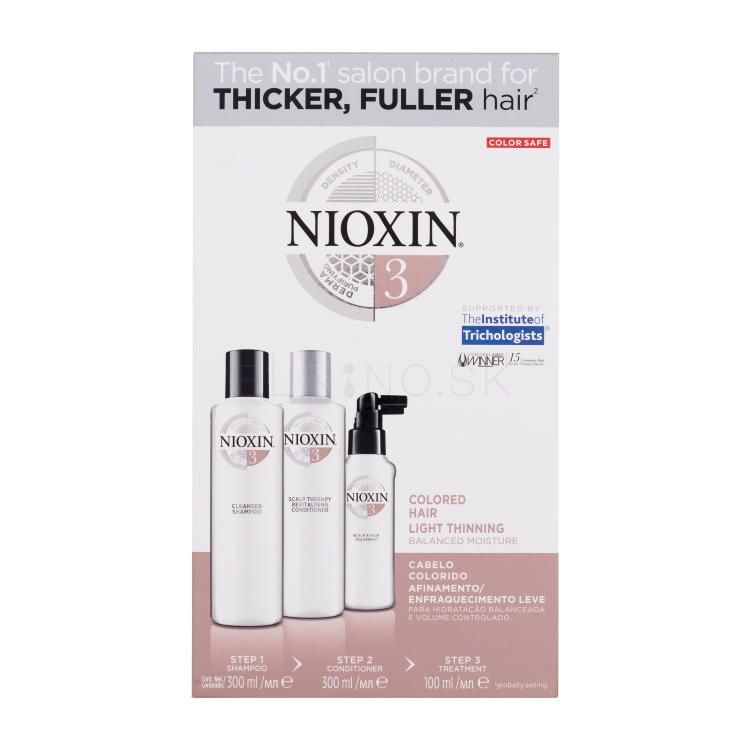 Nioxin System 3 Darčeková kazeta šampón System 3 Cleanser Shampoo 300 ml + kondicionér System 3 Revitalising Conditioner 300 ml + starostlivosť o vlasy System 3 Scalp &amp; Hair Treatment 100 ml