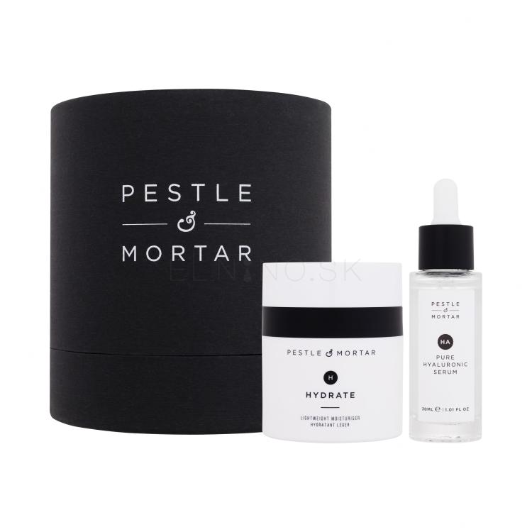 Pestle &amp; Mortar Hydrating Duo Darčeková kazeta hydratačný pleťový krém Hydrate Lightweight Moisturiser 50 ml + hyalurónové pleťové sérum Pure Hyaluronic Serum 30 ml