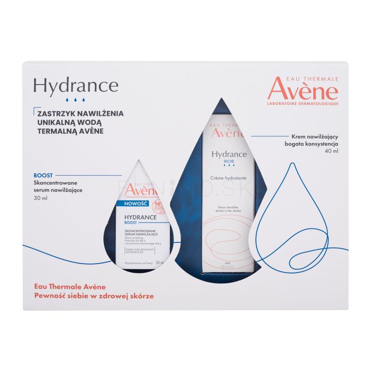 Avene Hydrance Darčeková kazeta pleťový krém Hydrance Rich Hydrating Cream 40 ml + pleťové sérum Hydrance Boost Concentrated Hydrating Serum 30 ml