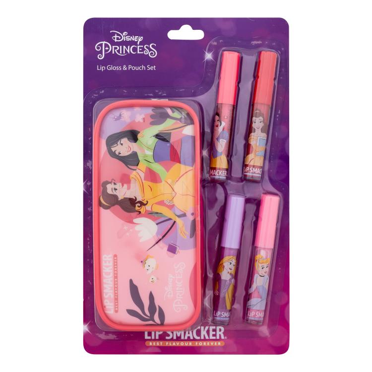 Lip Smacker Disney Princess Lip Gloss &amp; Pouch Set Darčeková kazeta lesk na pery 4 x 6 ml + kozmetická taštička
