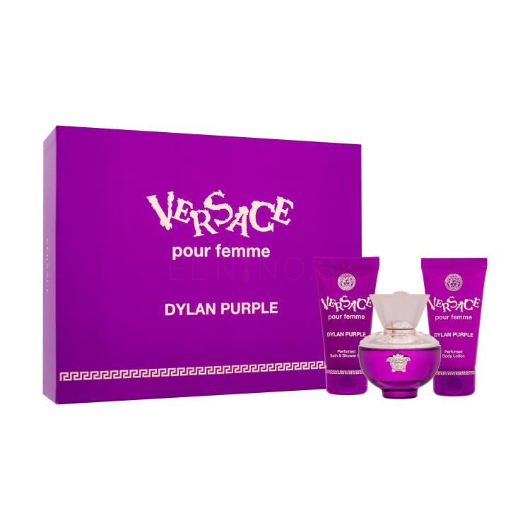 Versace Pour Femme Dylan Purple Darčeková kazeta parfumovaná voda 50 ml + sprchovací gél 50 ml + telové mlieko 50 ml