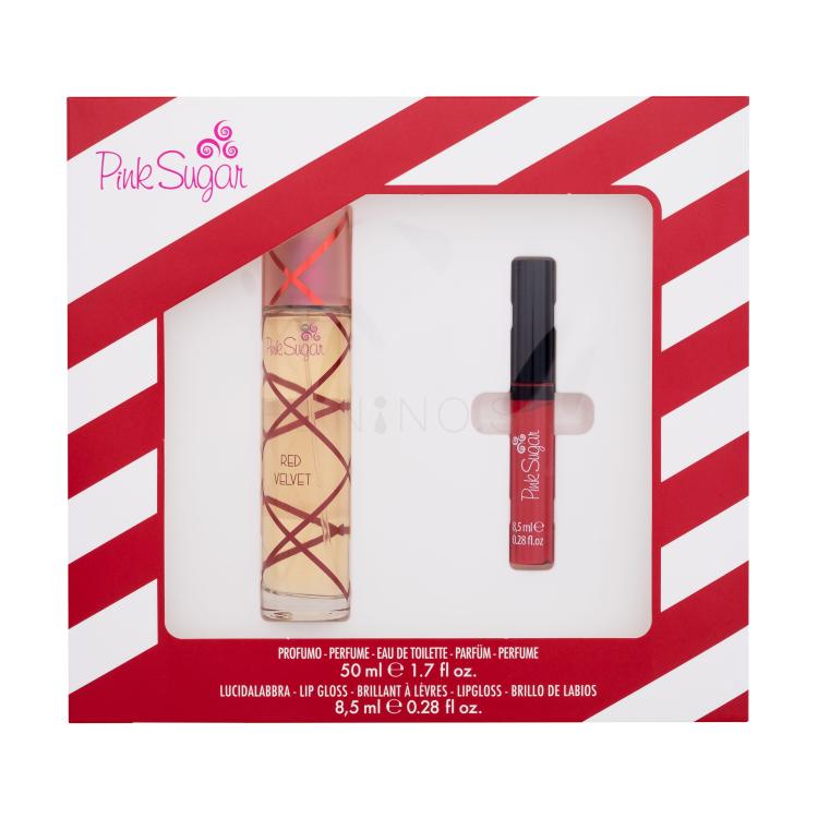 Pink Sugar Red Velvet Darčeková kazeta toaletná voda 50 ml + lesk na pery 8,5 ml