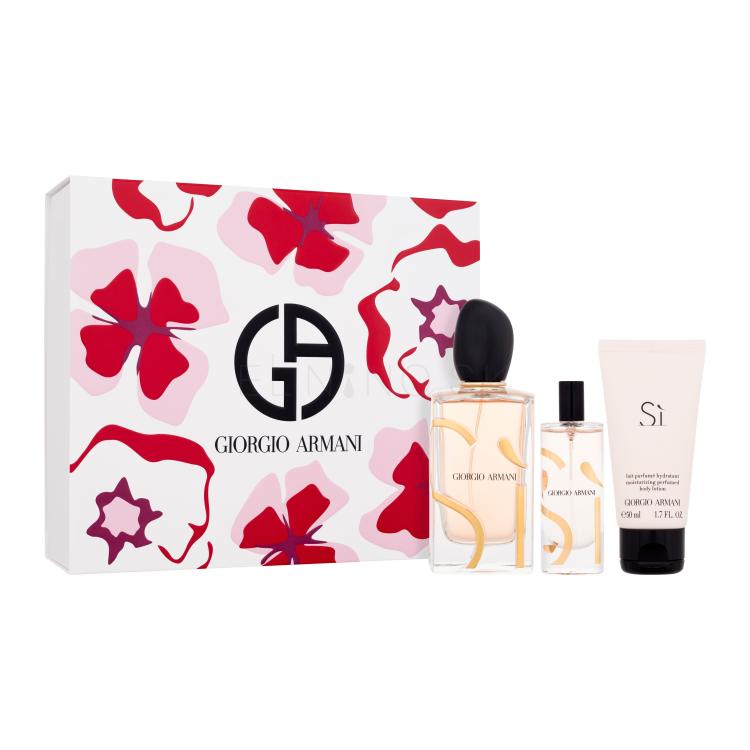 Giorgio Armani Sì Darčeková kazeta parfumovaná voda 100 ml + telové mlieko 50 ml + parfumovaná voda 15 ml