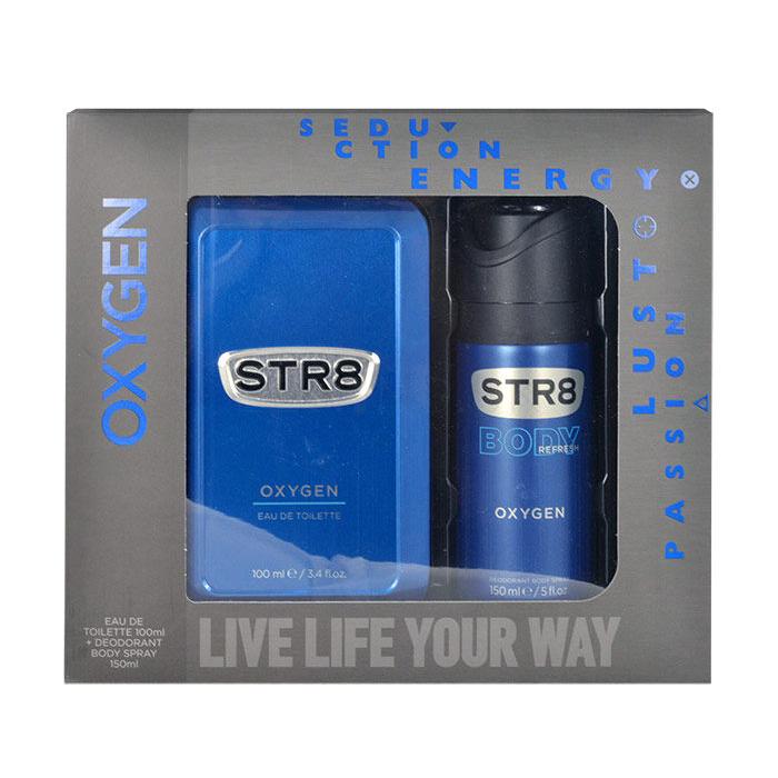 STR8 Oxygen Darčeková kazeta toaletná voda 100 ml +  dezodorant 150 ml poškodená krabička