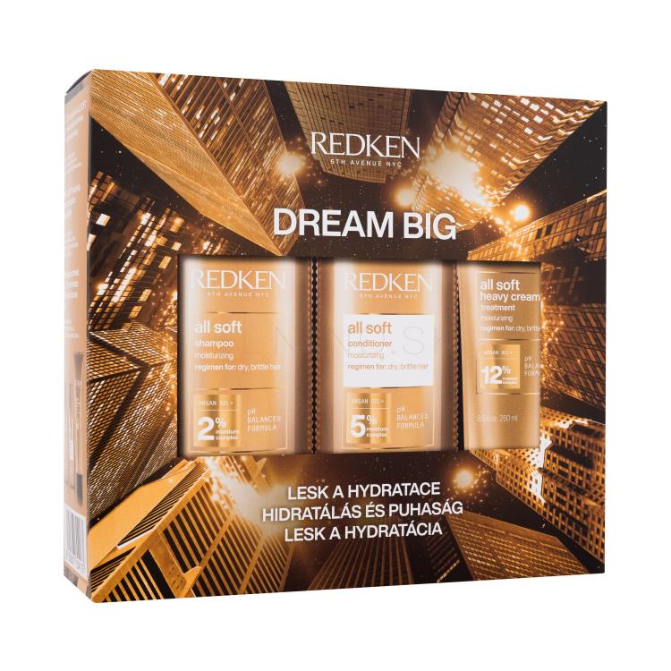 Redken All Soft Dream Big Darčeková kazeta šampón All Soft 300 ml + kondicionér All Soft 300 ml + maska na vlasy All Soft Heavy Cream Treatment 250 ml