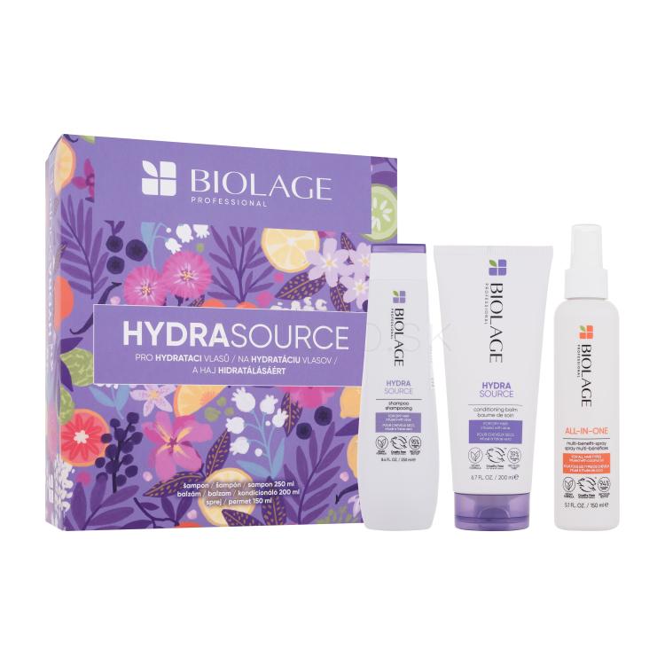 Biolage Hydra Source Darčeková kazeta šampón Hydra Source 250 ml + kondicionér Hydra Source 200 ml + olej na vlasy All-In-One Multi-Benefit Oil 125 ml