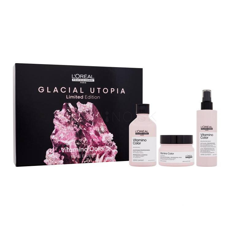 L'Oréal Professionnel Vitamino Color Glacial Utopia Limited Edition Darčeková kazeta ľampón Vitamino Color 300 ml + maska na vlasy Vitamino Color 250 ml + starostlivosť na vlasy Vitamino Color 10-In-1 Professional Milk 190 ml