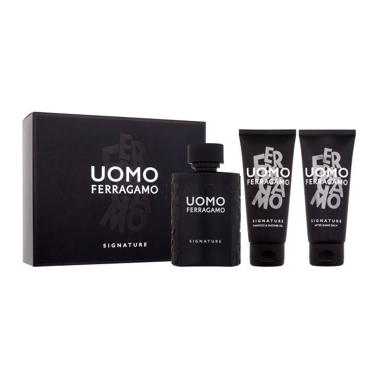 Ferragamo Uomo Signature Darčeková kazeta parfumovaná voda 100 ml + šampón a sprchovací gél 100 ml + balzam po holení 100 ml