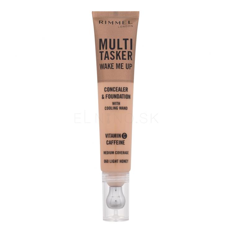 Rimmel London Multi Tasker Wake Me Up Concealer &amp; Foundation Korektor pre ženy 20 ml Odtieň 060 Light Honey