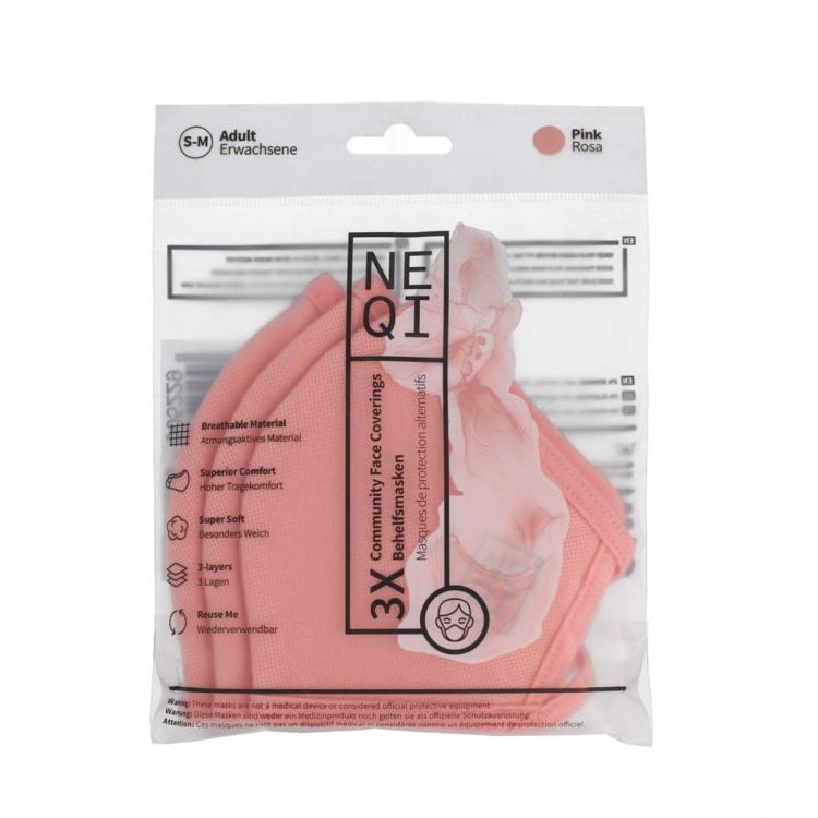 NEQI Adult Community Face Coverings S-M Pink Rúško a respirátor 3 ks