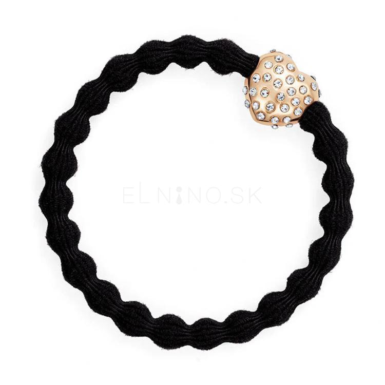 By Eloise London Bling Charms Gold Diamanté Bubble Heart Gumička na vlasy pre ženy 1 ks Odtieň černá
