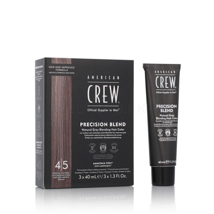 American Crew Precision Blend Natural Grey Blending Hair Color Farba na vlasy pre mužov 3x40 ml Odtieň 4/5 Medium Natural