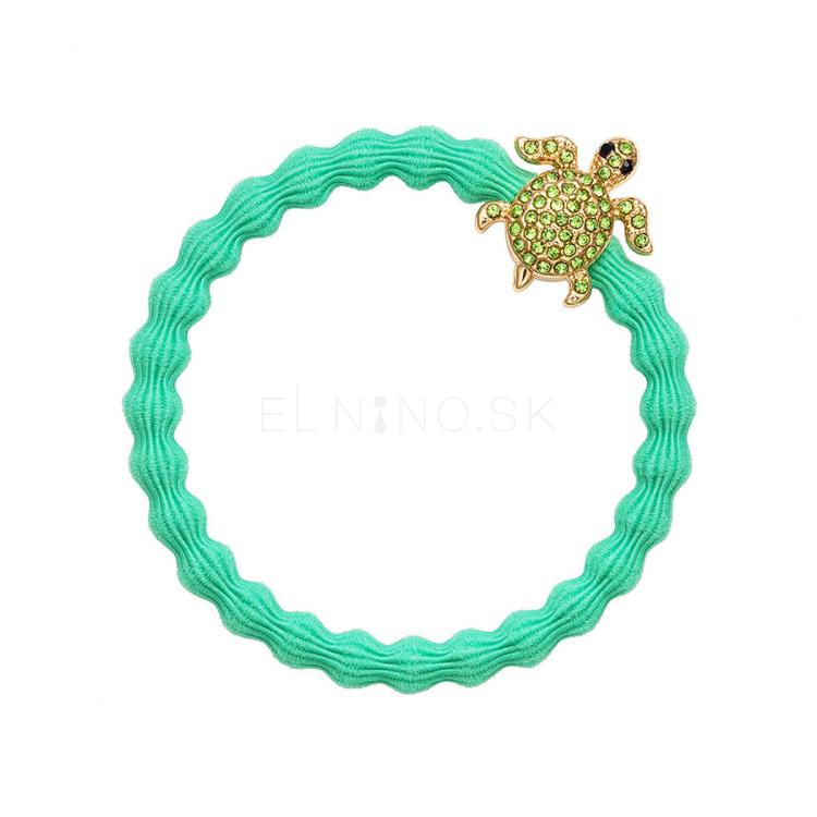 By Eloise London Bling Charms Gold Diamanté Turtle Gumička na vlasy pre ženy 1 ks Odtieň Apple Green