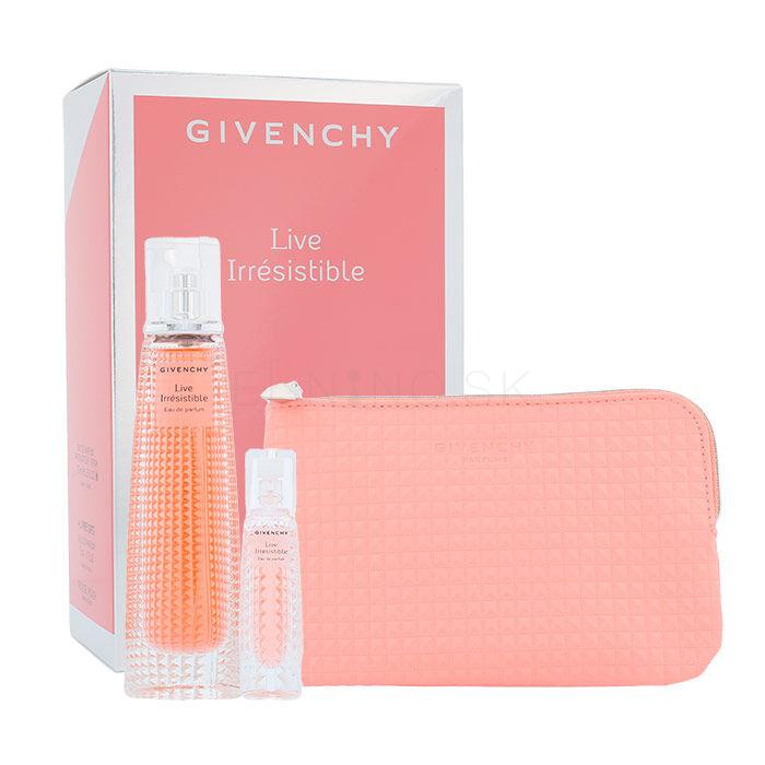 Givenchy Live Irrésistible Darčeková kazeta parfumovaná voda 75 ml + parfumovaná voda 3 ml + kozmetická taška