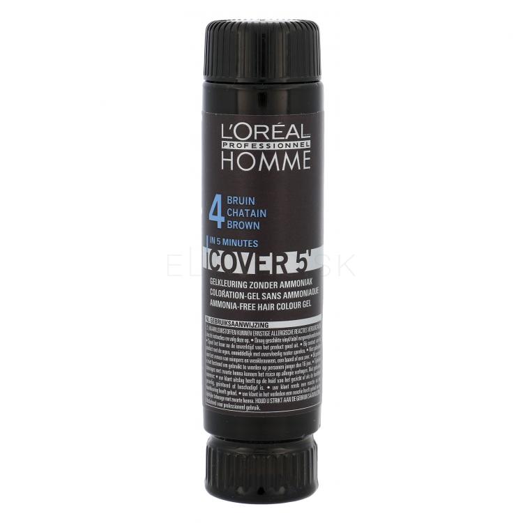 L&#039;Oréal Professionnel Homme Cover 5´ Farba na vlasy pre mužov 3x50 ml Odtieň 4 Medium Brown poškodená krabička