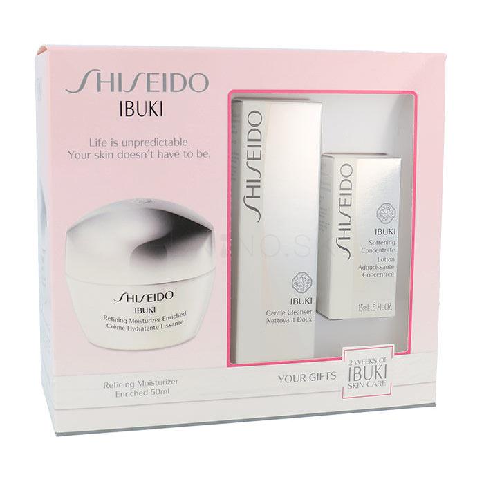 Shiseido Ibuki Darčeková kazeta pleťový krém Refining Moisturizer Enriched 50 ml + čistiaca pena Gentle Cleanser 30 ml + upokojujúca pleťová emulzia Softening Concentrate 15 ml