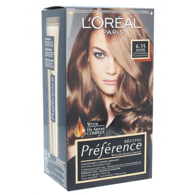L&#039;Oréal Paris Préférence Récital Farba na vlasy pre ženy 60 ml Odtieň 6.35 Havane