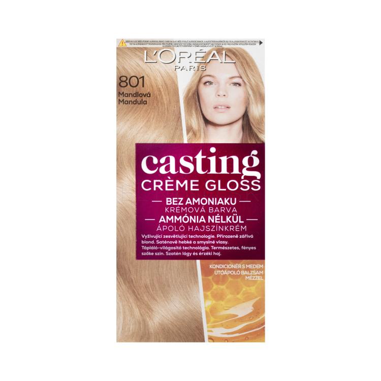 L&#039;Oréal Paris Casting Creme Gloss Glossy Blonds Farba na vlasy pre ženy 48 ml Odtieň 801 Silky Blonde