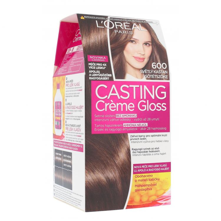 L&#039;Oréal Paris Casting Creme Gloss Farba na vlasy pre ženy 48 ml Odtieň 600 Light Brown