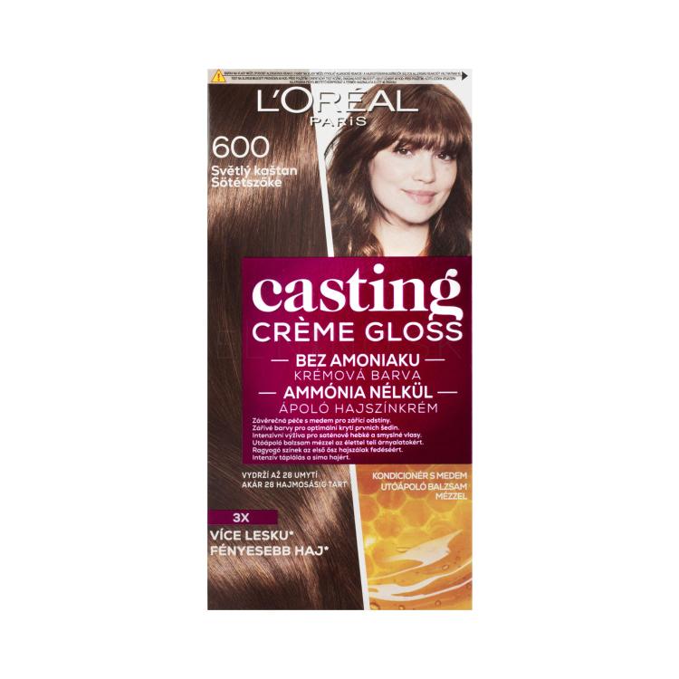 L&#039;Oréal Paris Casting Creme Gloss Farba na vlasy pre ženy 48 ml Odtieň 600 Light Brown