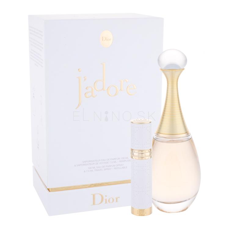 Christian Dior J&#039;adore Darčeková kazeta parfumovaná voda 100 ml + parfumovaná voda naplniteľný travel spray 7,5 ml