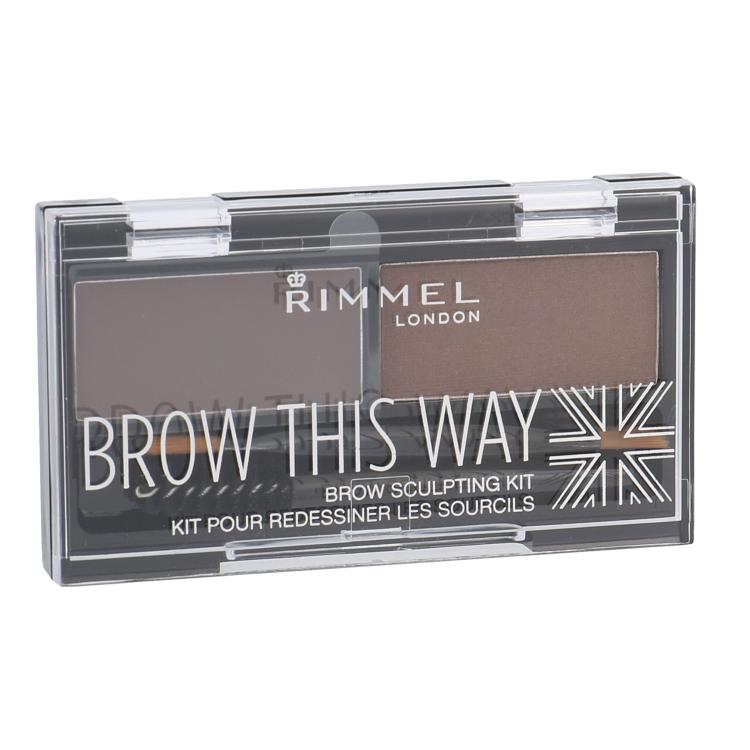 Rimmel London Brow This Way Set a paletka na obočie pre ženy 2,4 g Odtieň 002 Medium Brown