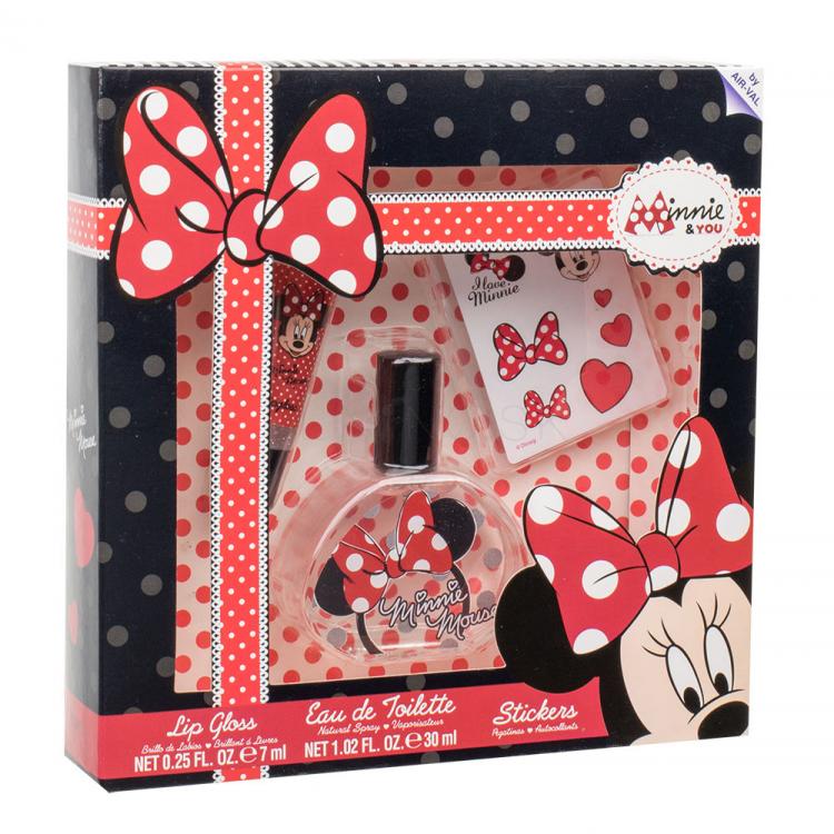 Disney Minnie Mouse Darčeková kazeta toaletná voda 30 ml + lesk na pery 7 ml + samolepky