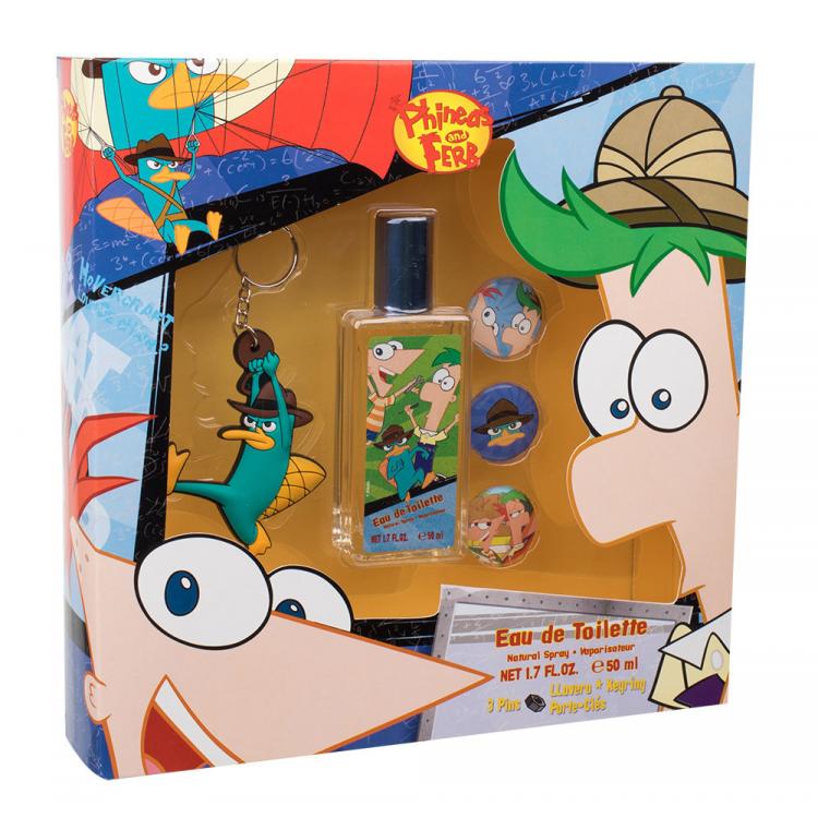 Disney Phineas and Ferb Darčeková kazeta toaletná voda 50 ml + kľúčenka + odznaky