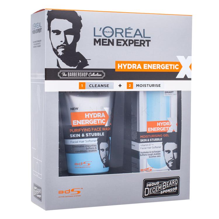 L&#039;Oréal Paris Men Expert Hydra Energetic Darčeková kazeta čistiaca pena Skin &amp; Stubble Purifying Face Wash 150 ml + hydratačná starostlivosť Skin &amp; Stubble Moisturising Gel 50 ml