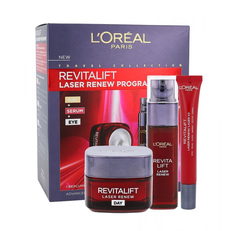 L&#039;Oréal Paris Revitalift Laser Renew Darčeková kazeta denná pleťová starostlivosť 50 ml + pleťové sérum 30 ml + očný krém 15 ml