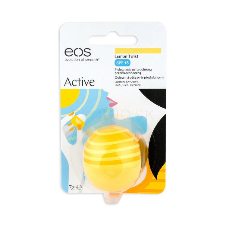 EOS Active SPF15 Balzam na pery pre ženy 7 g Odtieň Lemon Twist